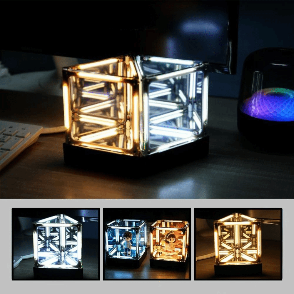 Maglev Technology Electronic Game Desktop Light Transparent Cube LED Lighting Technology Atmosphere Light Desktop Night Light