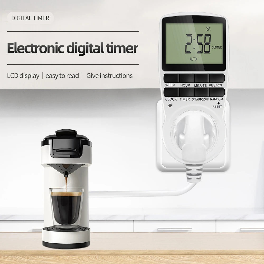 Electronic Digital Timer Switch EU Programmable Electronic Timing Socket EU Plug Outlet Kitchen Appliance Time Control Day/Hour