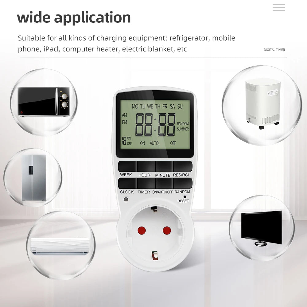 Electronic Digital Timer Switch EU Programmable Electronic Timing Socket EU Plug Outlet Kitchen Appliance Time Control Day/Hour