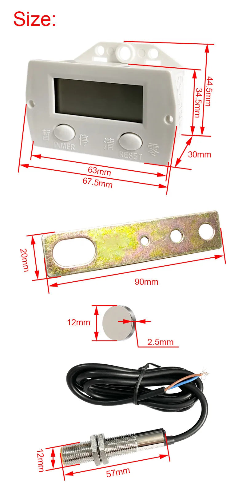 Electronic digital display counter proximity Industrial magnetic sensor switch punch counter automatic induction counter meter