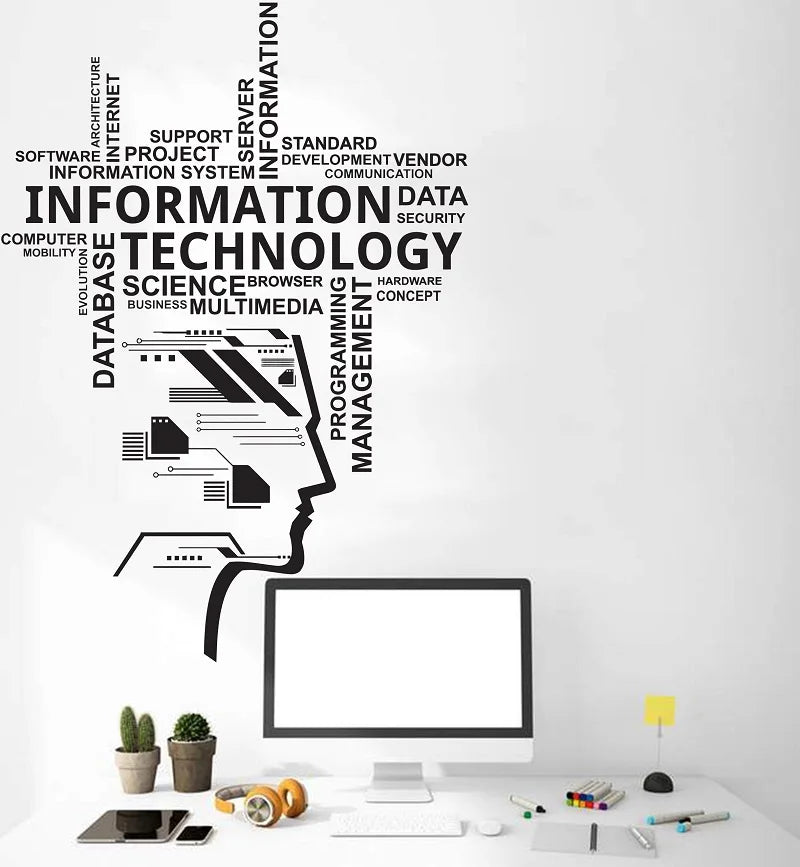 Information Technology Vinyl Wall Decal Educational Engineering Software Technology Company Office Decoration Sticker Gift B6