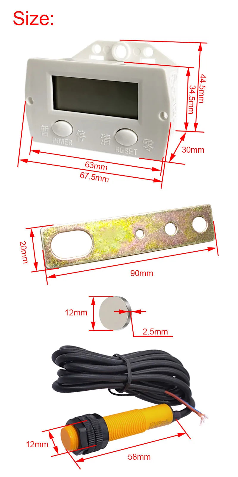 Electronic digital display counter proximity Industrial magnetic sensor switch punch counter automatic induction counter meter