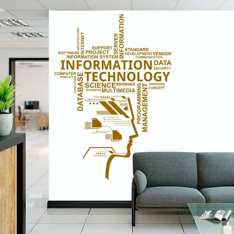 Information Technology Vinyl Wall Decal Educational Engineering Software Technology Company Office Decoration Sticker Gift B6