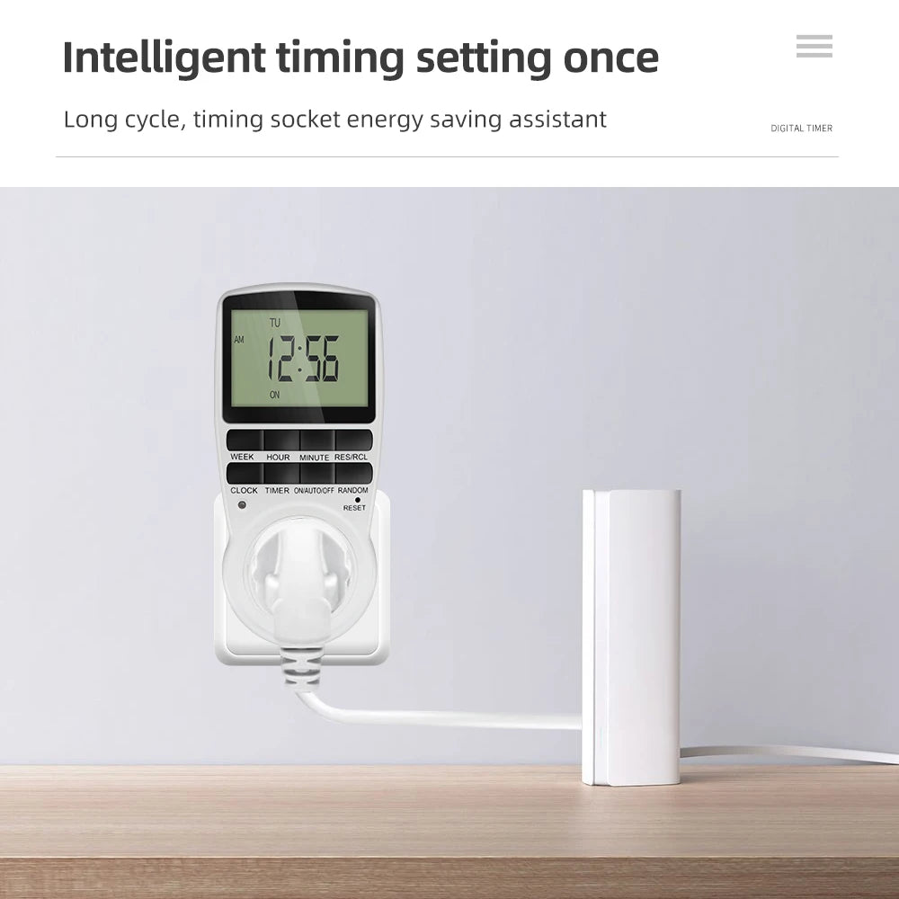 Electronic Digital Timer Switch EU Programmable Electronic Timing Socket EU Plug Outlet Kitchen Appliance Time Control Day/Hour