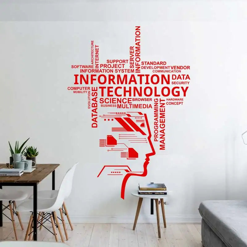 Information Technology Vinyl Wall Decal Educational Engineering Software Technology Company Office Decoration Sticker Gift B6