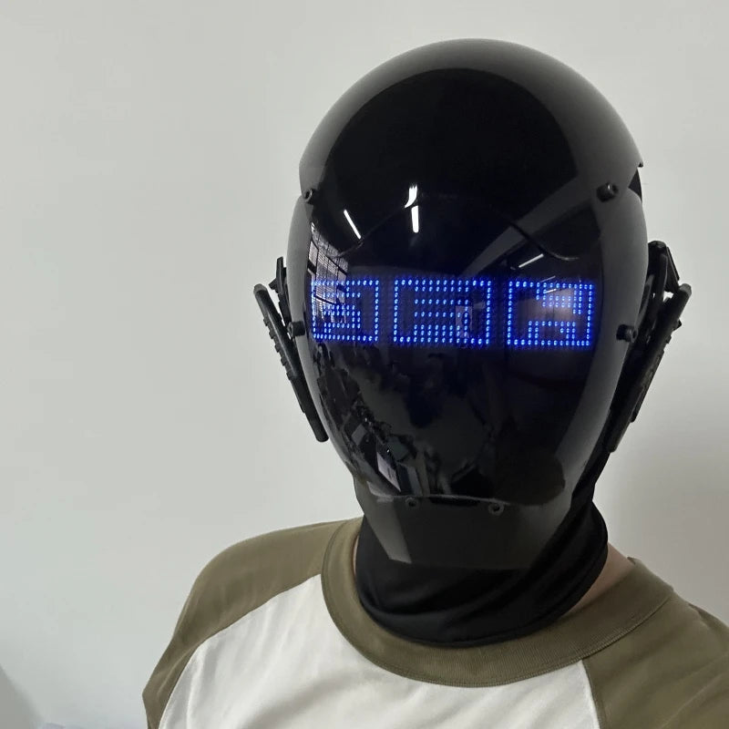 Cyberpunk Mask Adult Role Play Technology Sense Diy Text Led Light Technology Cosplay Mask