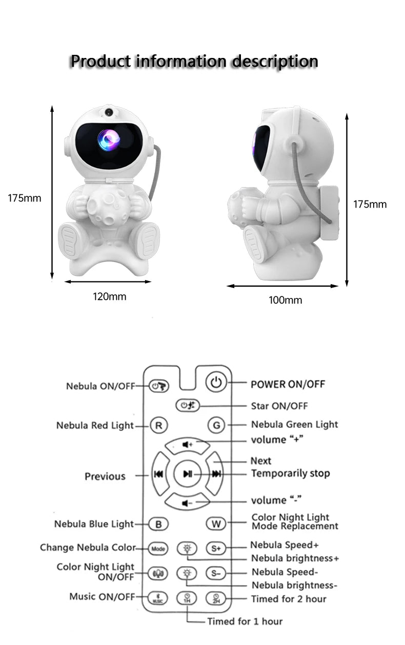 Galaxy Star Projector Night Light Astronaut Space Ceiling LED Lamp for Bedroom Home Decor Kids Gift - Starry Nebula Projector