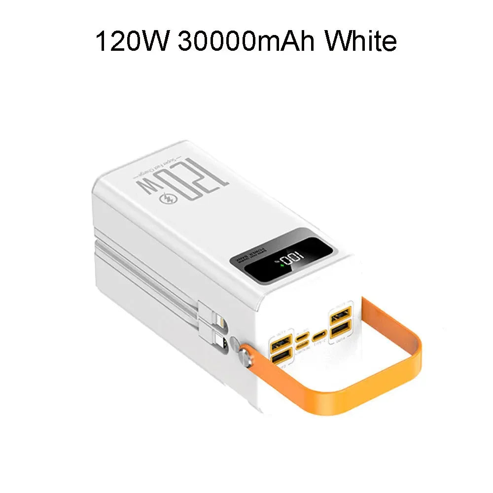 30000mAh / 60000mAh High Capacity Power Bank, 120W Quick Charge External Battery Pack with LED Light for Phone Laptop
