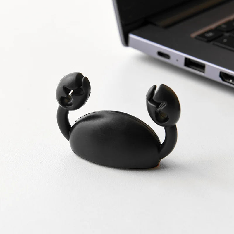 Cute Crab Cable Organizer Clip Data Cable Stand Mobile Phone Charging Cable Organizers Fixer Desk Self-Adhesive Wire Tidy Holder