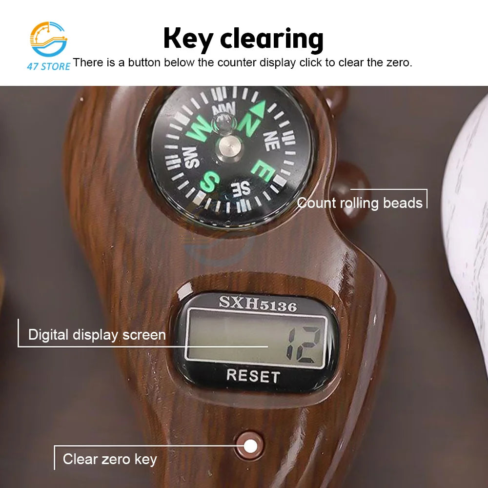 Electronic Digital Electronic Tally Counter with Compass Tassel Finger Game Toy Manual Reset Decompress Relax Tool LCD Register