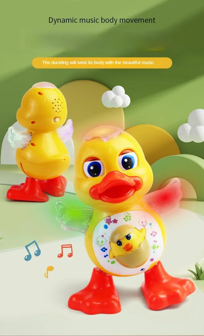 Electric Music Light Dancing Duck with Cute Blinking and Shaking Head Educational Electronic Pet for Children's Birthday Gift