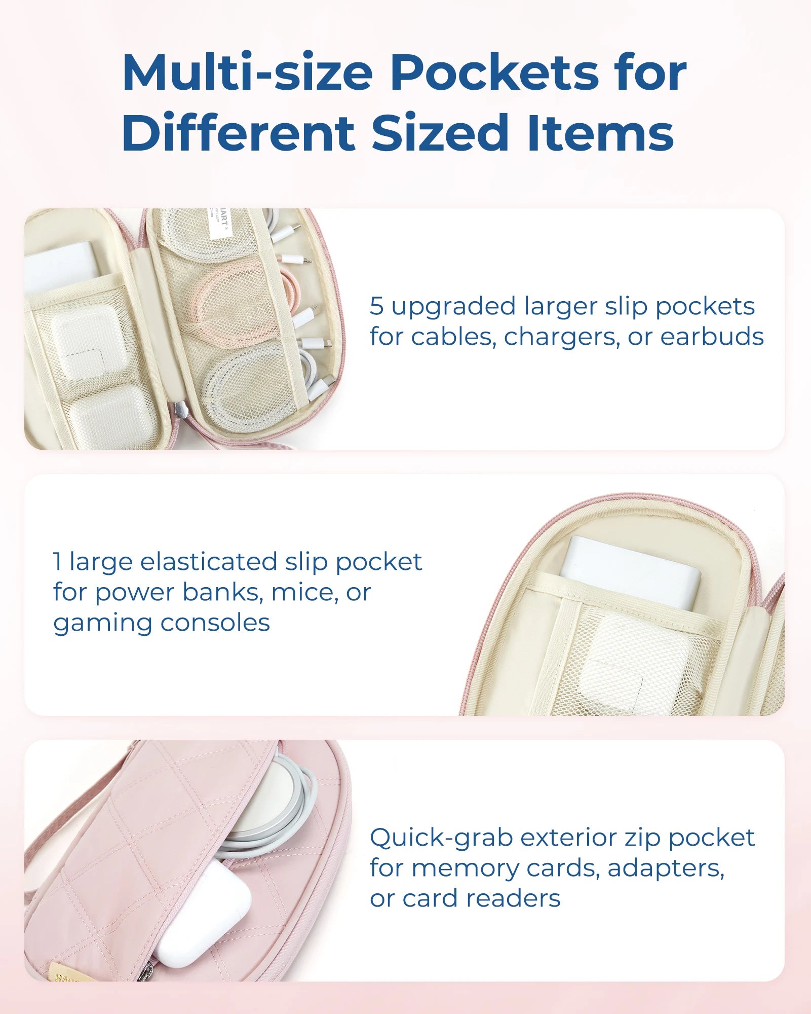 BAGSMART Travel Cable Bag Compact Tech Electronic Organizer Travel Case Essentials for Charger Cable Phone Flash drive