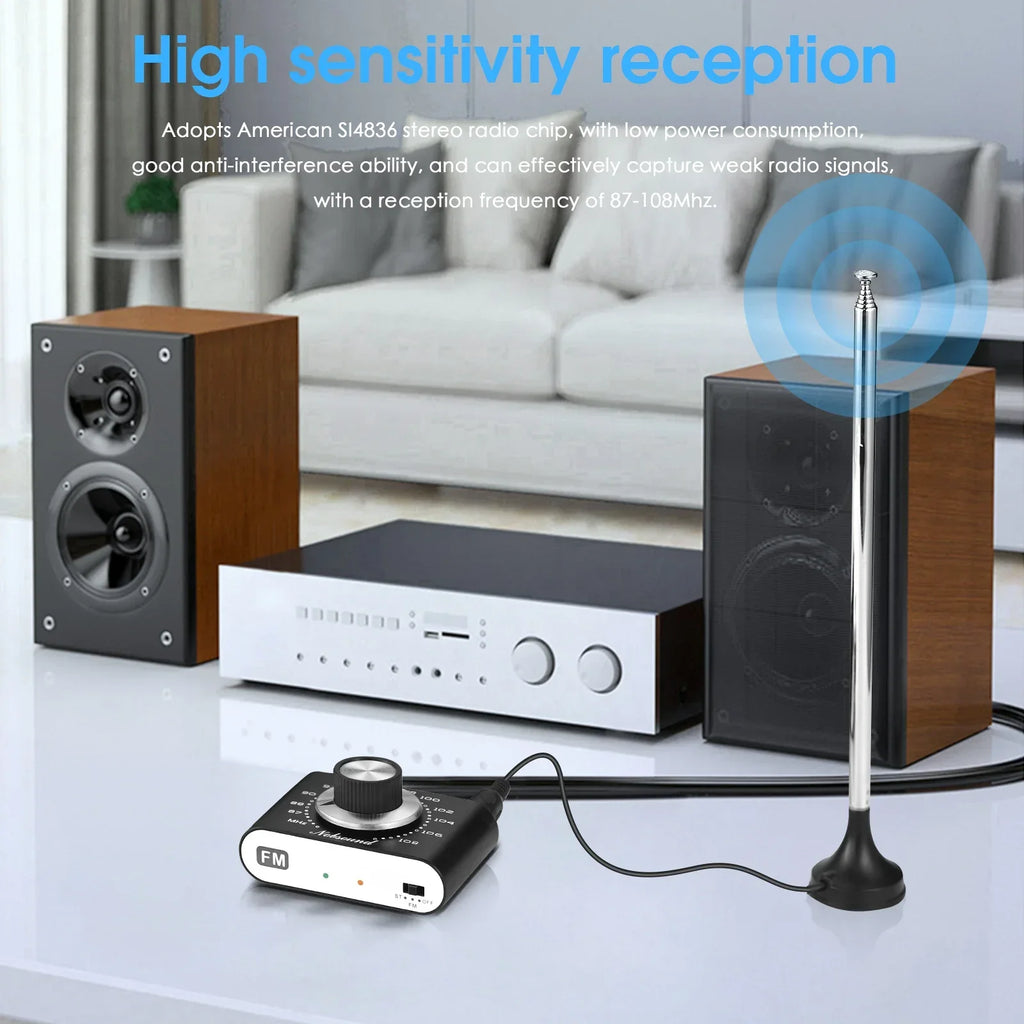 Douk Audio Portable 87-108Mhz FM Radio Tuner Stereo Bluetooth 5.0 Receiver Rechargeable with 3.5mm Out