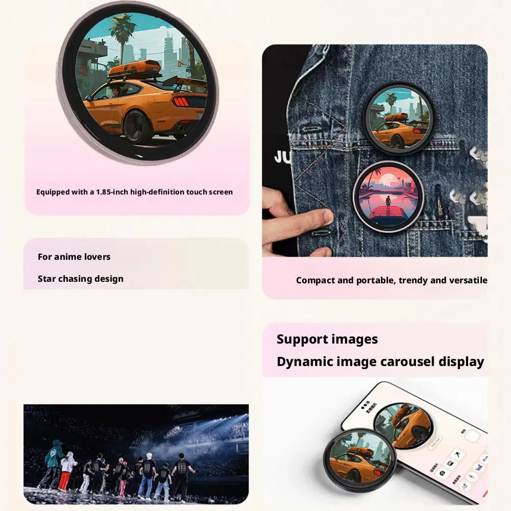 Dynamic Electronic Display Small Pendant Fashionable Badge Digital Show Sceen Smart Cyber Badge E-Badge Electronic Display Badge