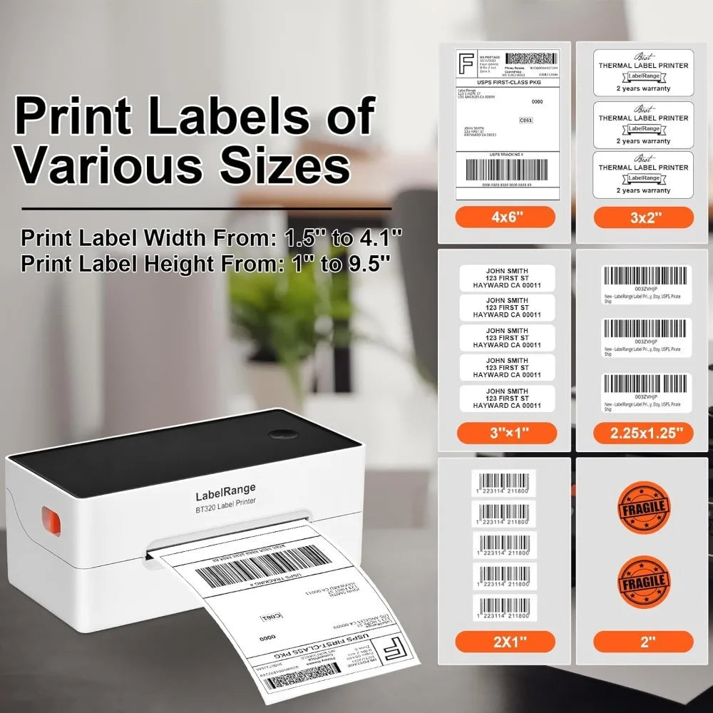 4x6 Thermal Shipping Label Printer for Ecommerce Compatible with Amazon eBay USPS Pirate Ship Bluetooth and USB
