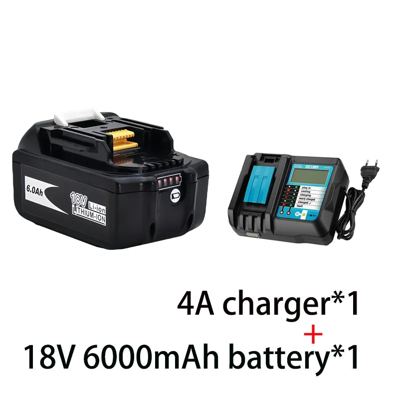 Super For Makita 18v 6000mAh Rechargeable Power Tools Battery With Led Li-ion Replacement Lxt Bl1860b Bl1860 Bl1850+3A Charger
