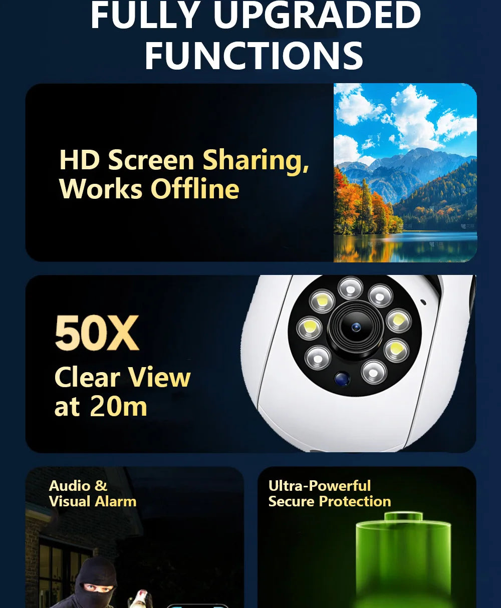 8MP Wifi IP Outdoor Wireless Security Surveillance PTZ Camera 4X Zoom Cameras AI Human Tracking Two-way Audio HD Night Color Cam