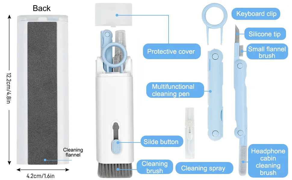 7-in-1 Computer Keyboard Cleaner Brush Kit Earphone Cleaning Pen For Headset Keyboard Cleaning Tools Cleaner Keycap Puller Kit