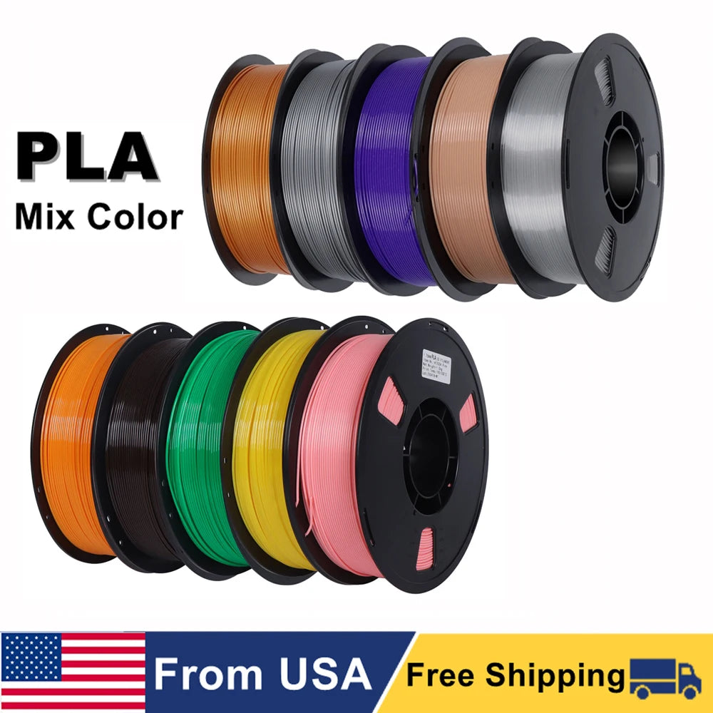 Color 22LBS PLA Filament 1.75mm 10kg 3D Printer Filament Standard 1kg/roll Plastic Spool PLA Multiple Colors Material, 10 Roll