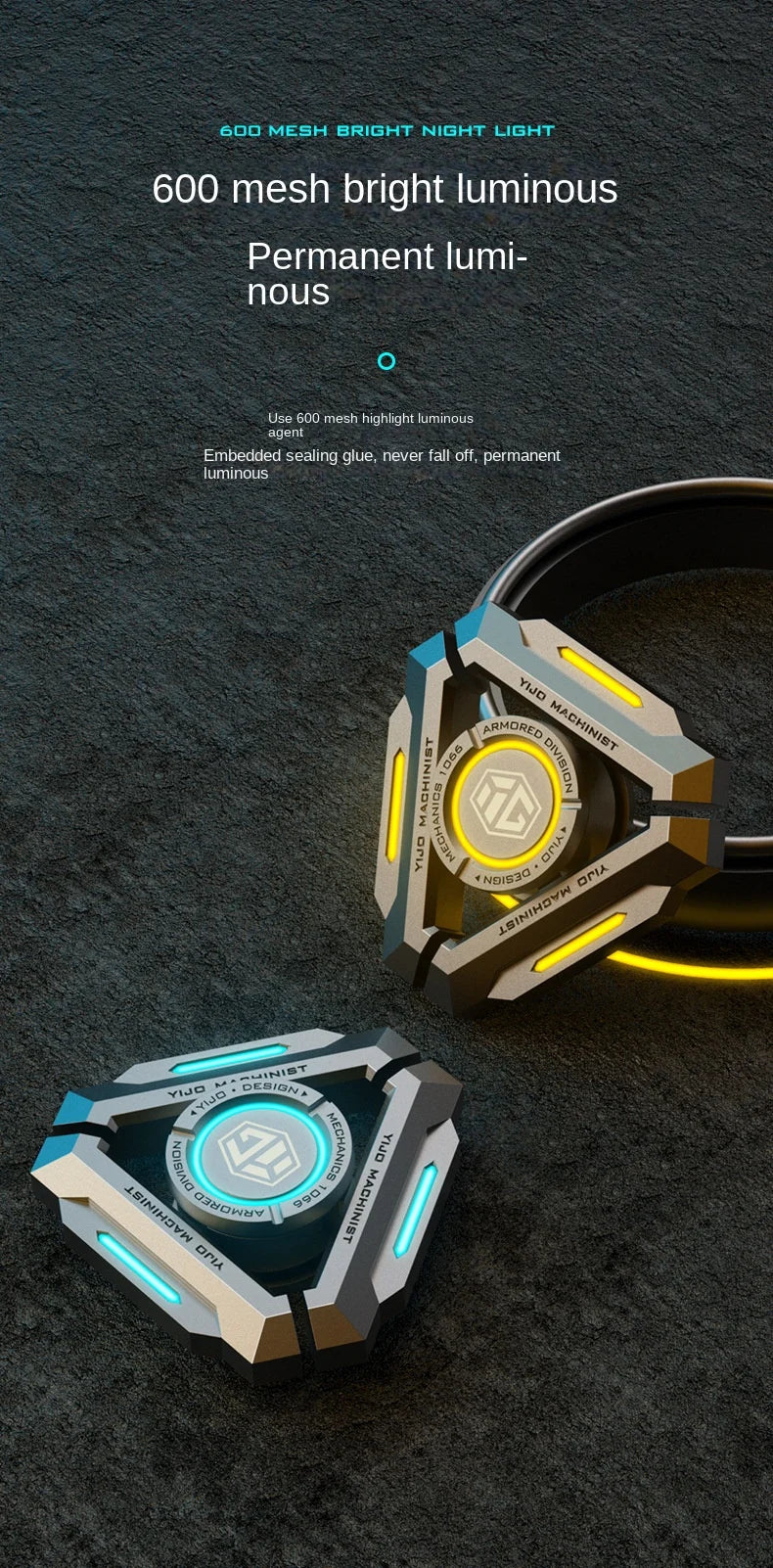 New Technology Metal Alloy Luminous Gyro Smart Black Technology Fidget Spinner Hand Stress Relief Toy Boy Adults Birtday Gifts