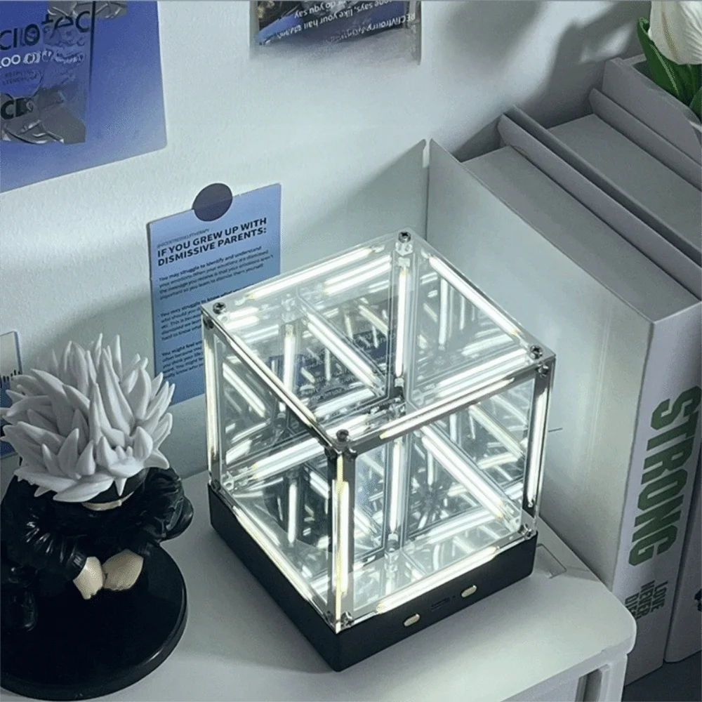 Maglev Technology Electronic Game Desktop Light Transparent Cube LED Lighting Technology Atmosphere Light Desktop Night Light