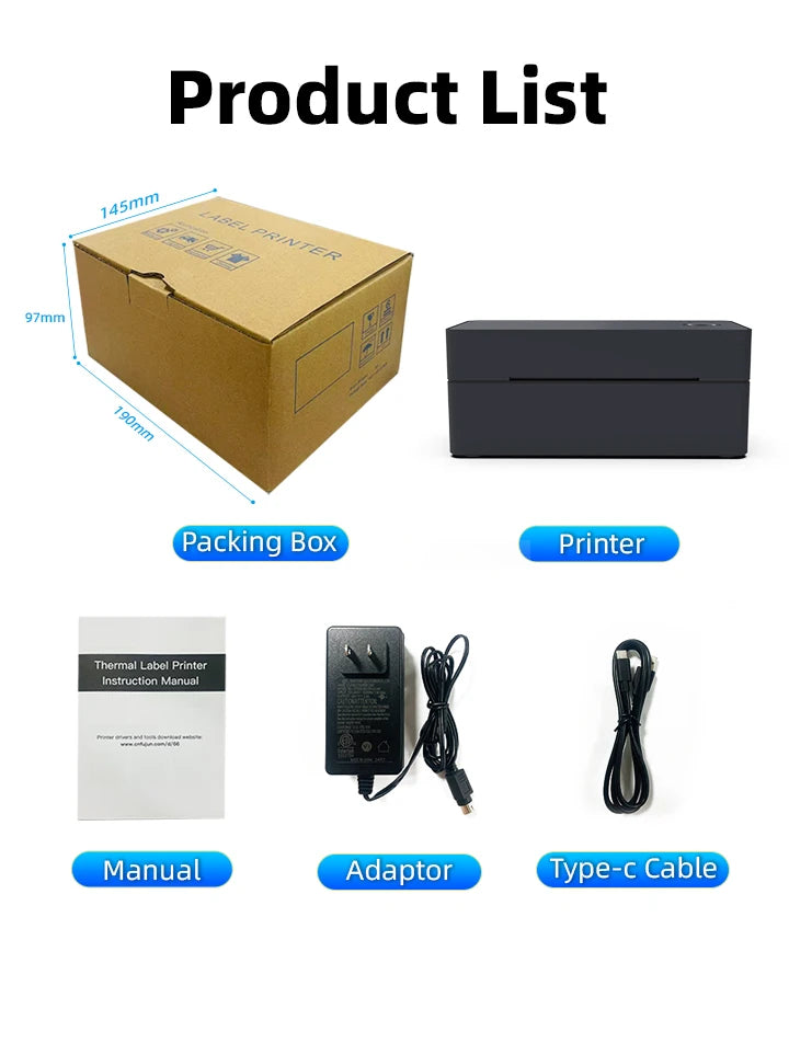 4 inch Bluetooth thermal printer for 30mm-110mm Paper DHL,Fedex Express delivery label barcode printer Android iOS Windows