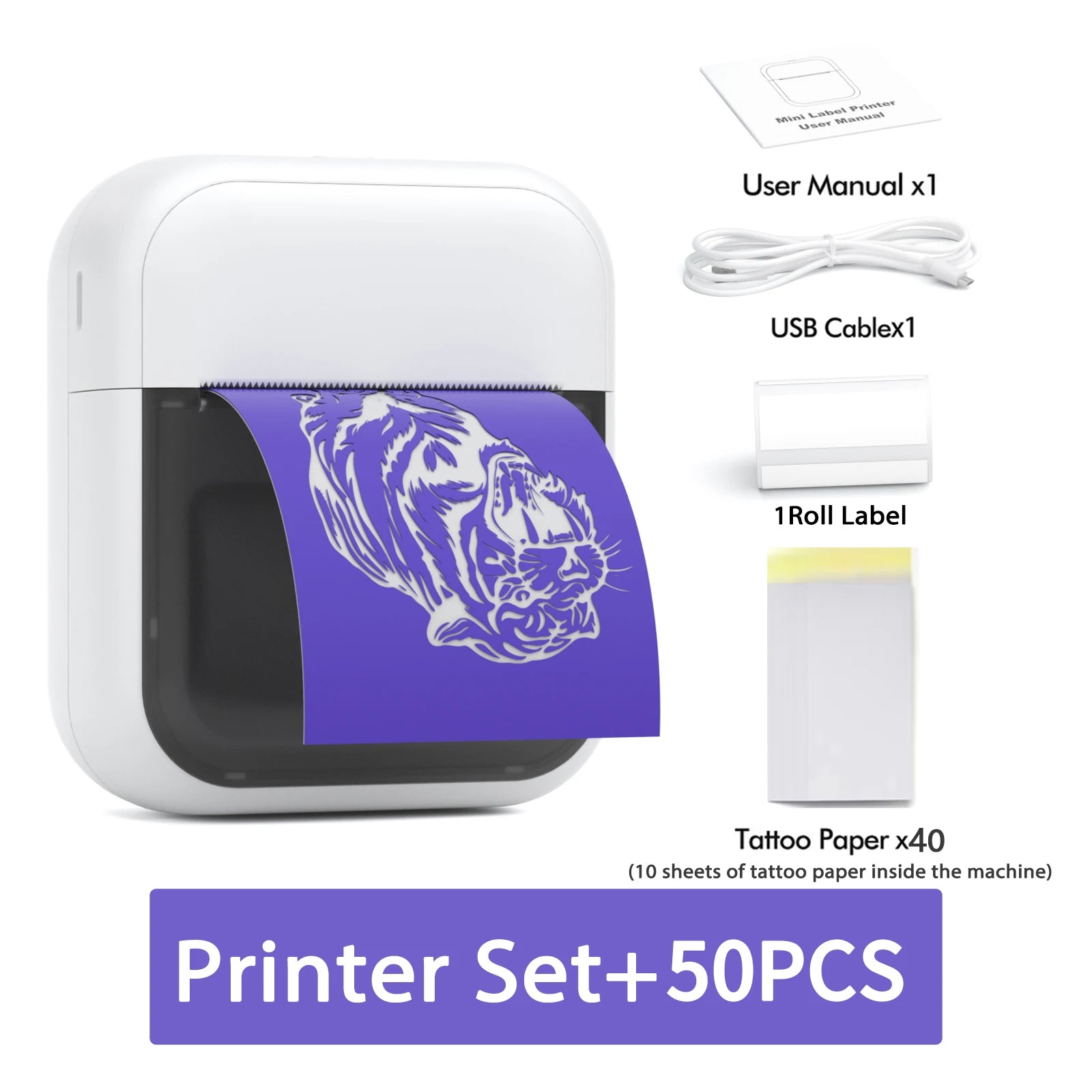 C50 Mini Tattoo Printer Portable Inkless Transfer Machine 2 Inch 15‑57mm Compatible With Phone PC iPad For Tattoo Pattern Logo