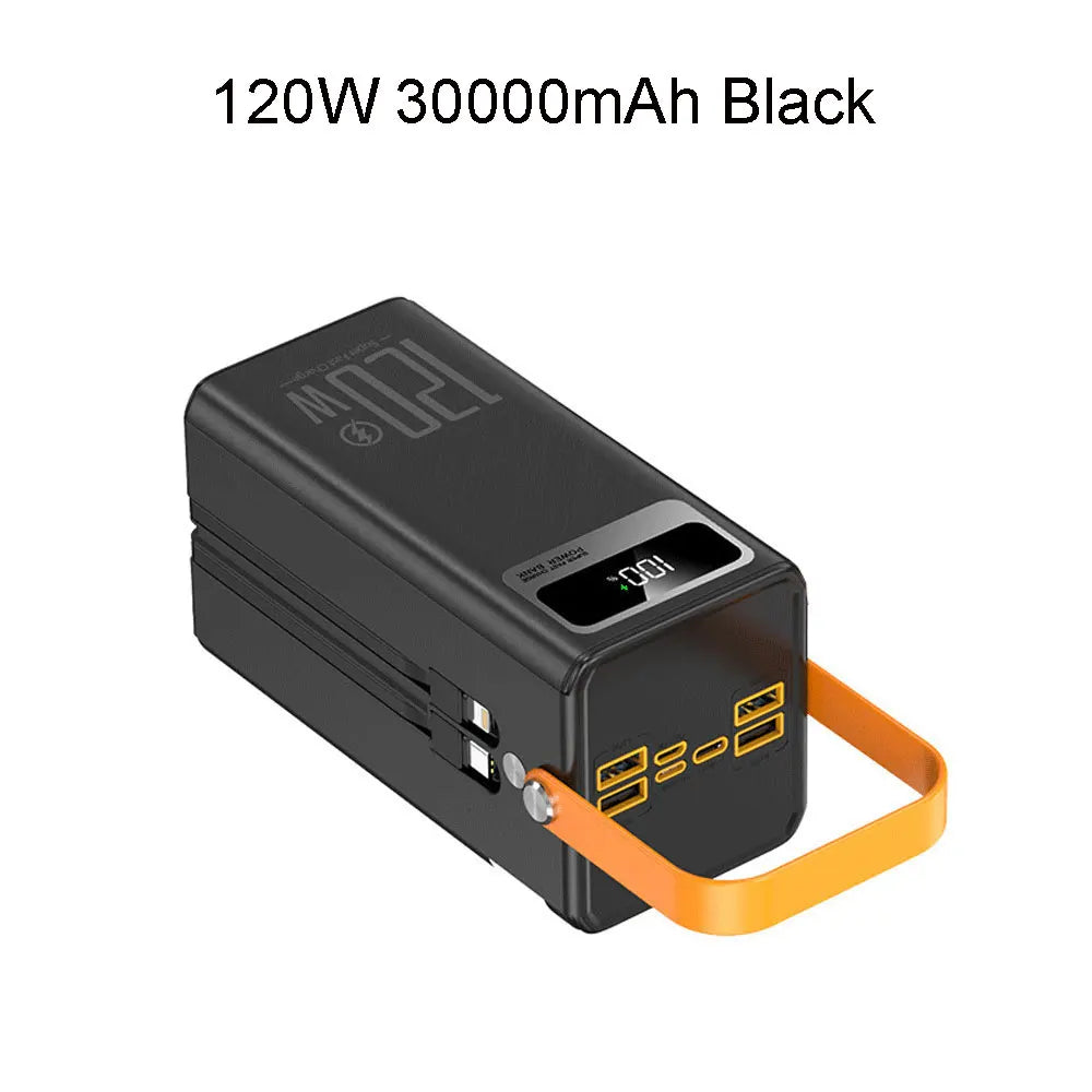 30000mAh / 60000mAh High Capacity Power Bank, 120W Quick Charge External Battery Pack with LED Light for Phone Laptop