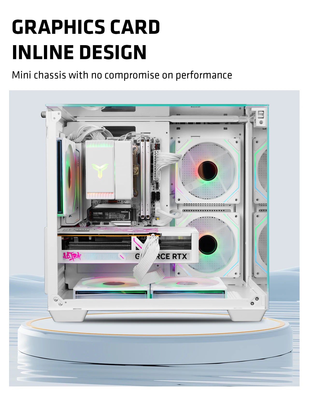 Yeah Magic CUBE MATX PC Case 270° Panoramic View Ultra-Clear Triple-Glass Showcase Design Supports up to 5 Fans オフィス＆ゲーミング PCケース