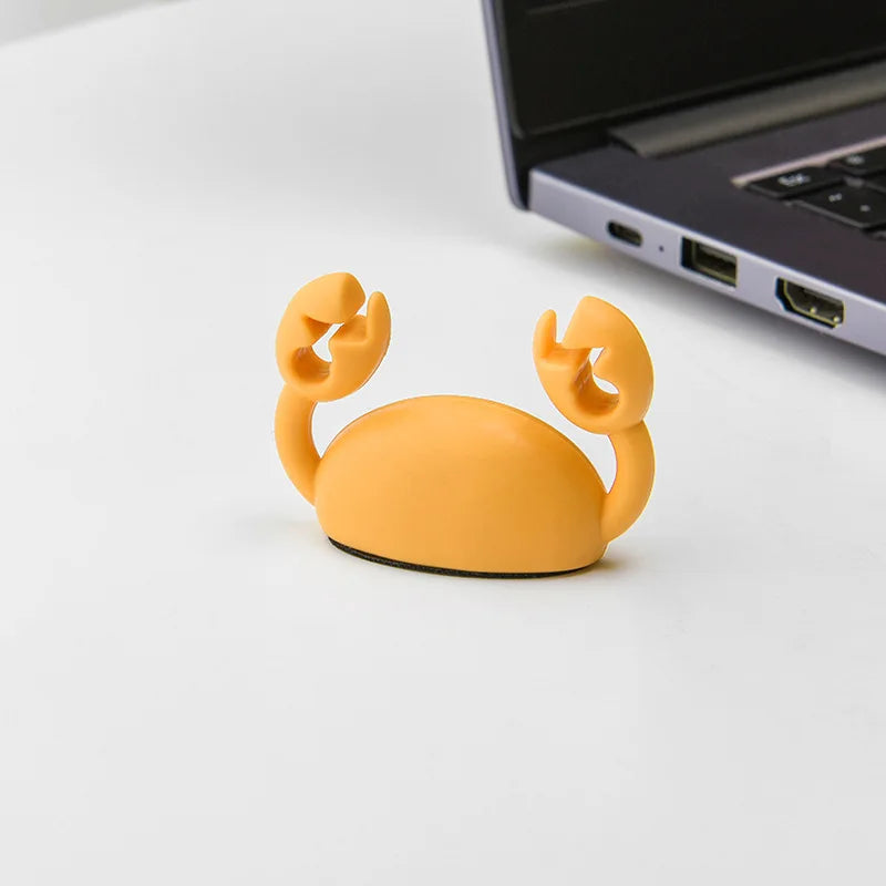 Cute Crab Cable Organizer Clip Data Cable Stand Mobile Phone Charging Cable Organizers Fixer Desk Self-Adhesive Wire Tidy Holder