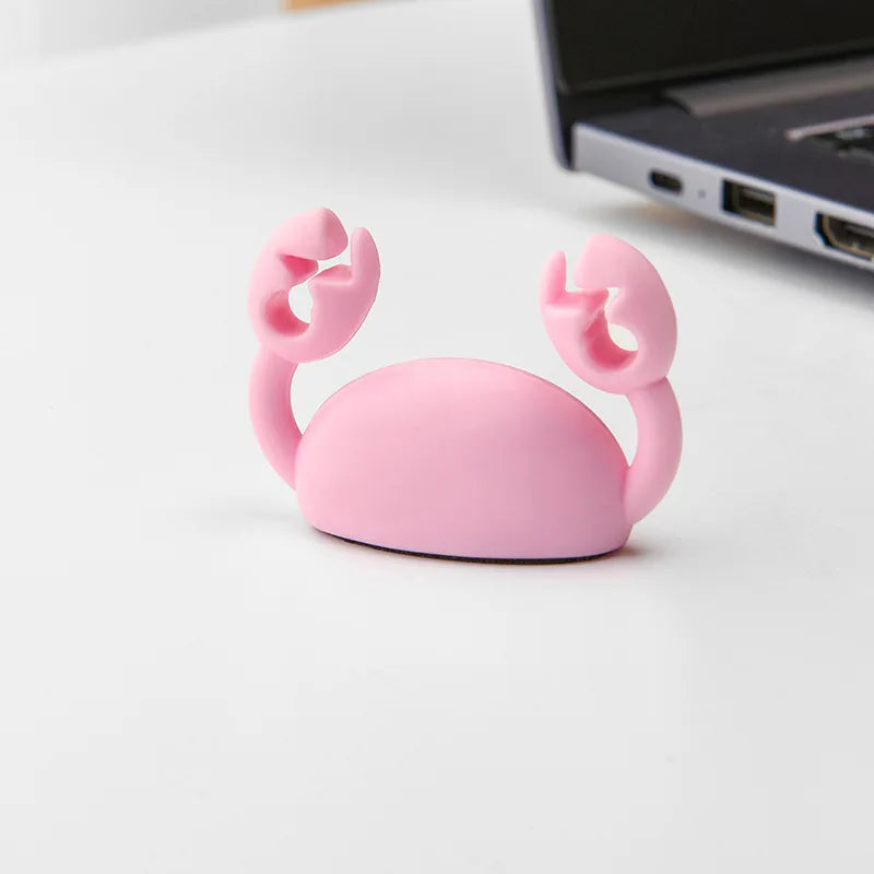 Cute Crab Cable Organizer Clip Data Cable Stand Mobile Phone Charging Cable Organizers Fixer Desk Self-Adhesive Wire Tidy Holder