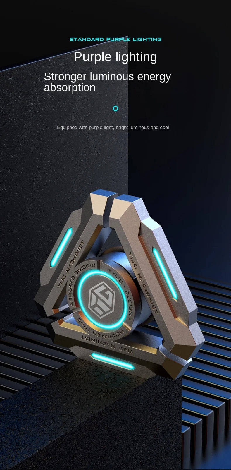 New Technology Metal Alloy Luminous Gyro Smart Black Technology Fidget Spinner Hand Stress Relief Toy Boy Adults Birtday Gifts