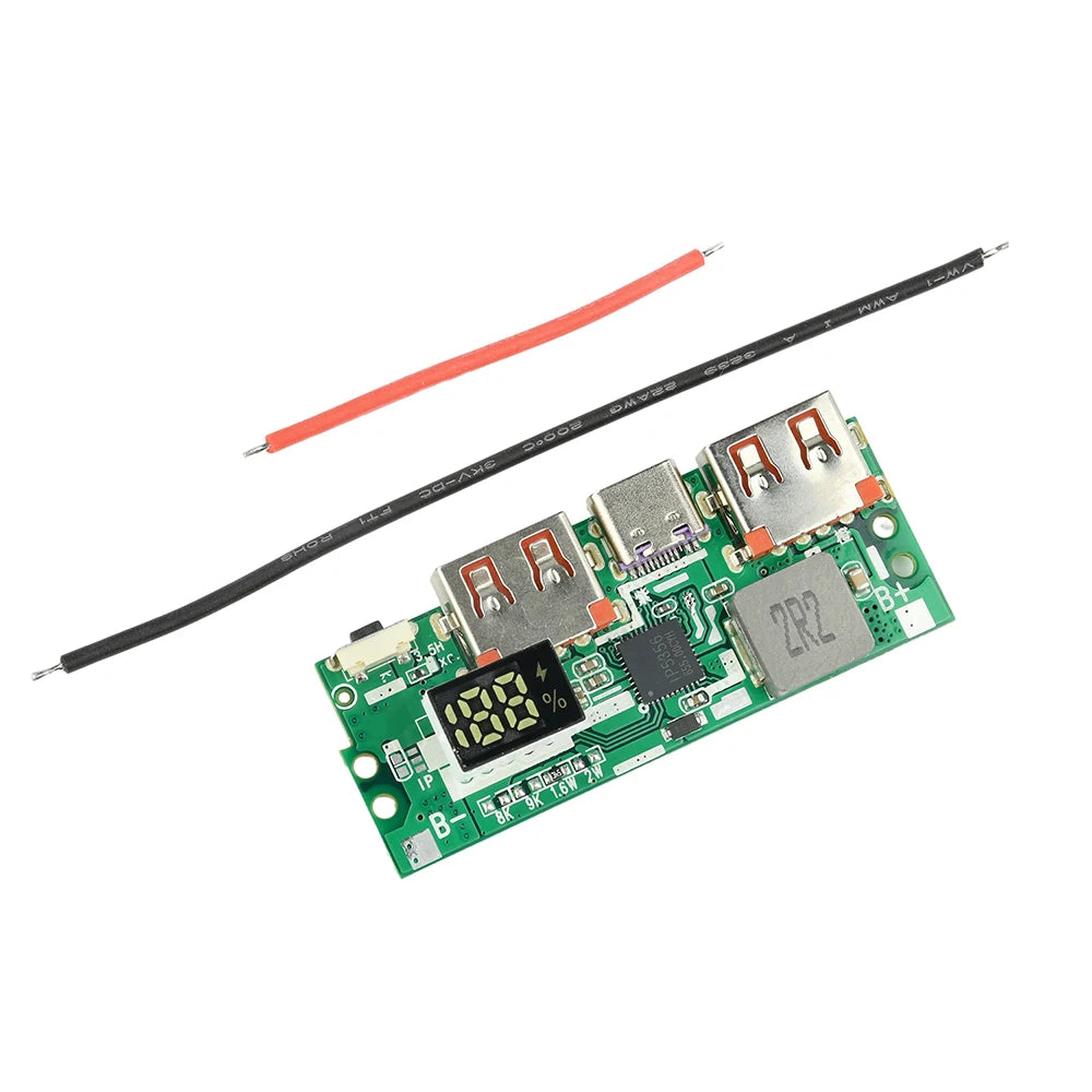 22.5W Fast Charging Module Power Bank Battery Holder 2* 1260110 Quick Charge PD Battery Holder Power Bank Case DIY Shell