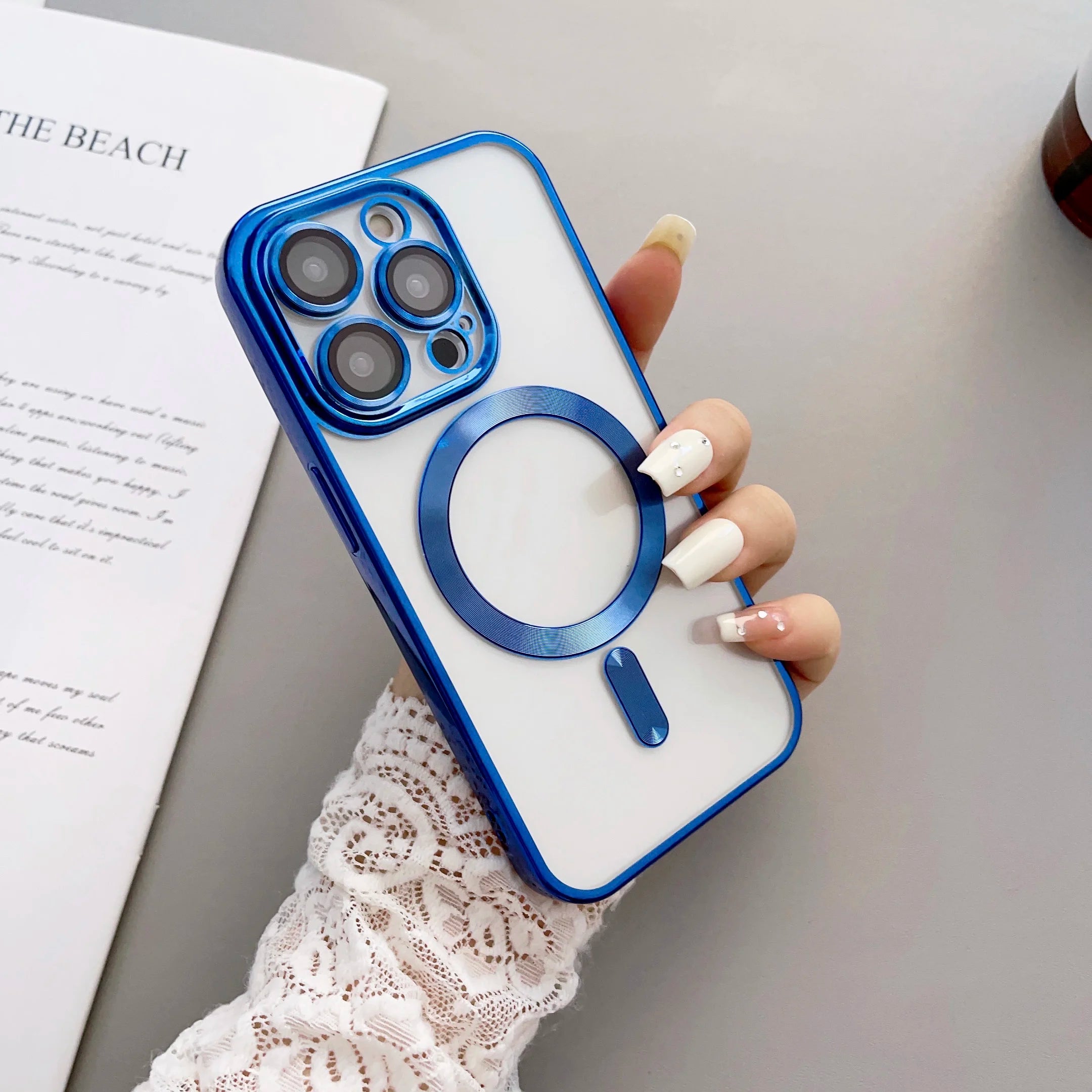 Luxury Plating Magnetic Wireless Charging Soft TPU Phone Case for iPhone 15 14 13 12 11 Pro Max Magsafe Lens Film Clear Cover