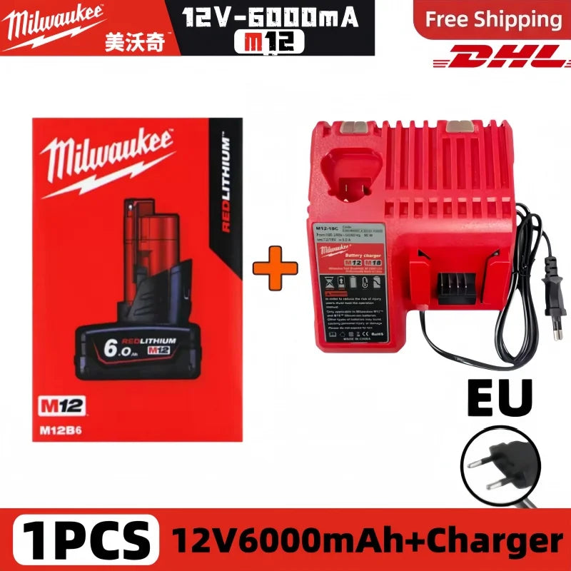 Milwaukee M12 REDLITHIUM HB 6.0Ah Extended Capacity Battery – 12V Rechargeable for M12 Cordless Tools (Model: 48-11-2402)