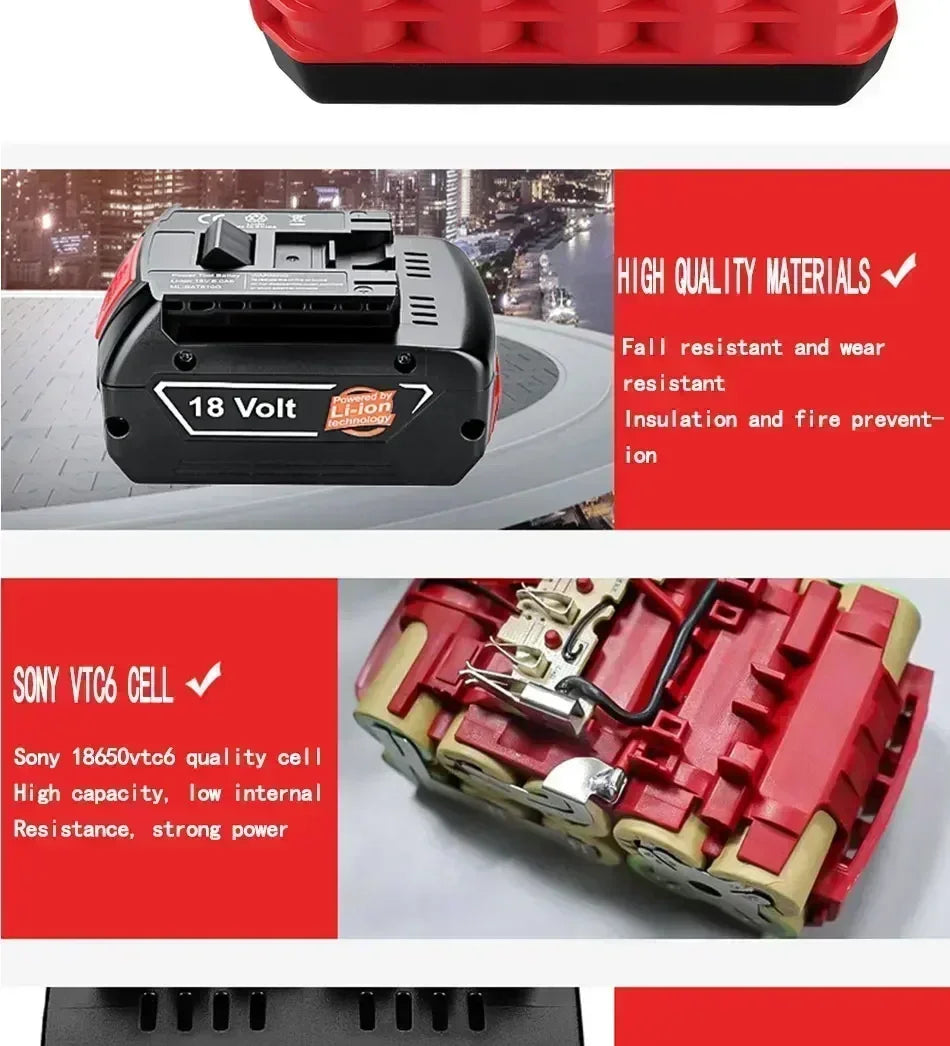 18V Original Lithium Battery Replaceable for BOSCH Battery Pack 6.0AH Original Tool Rechargeable Battery Ultra long life