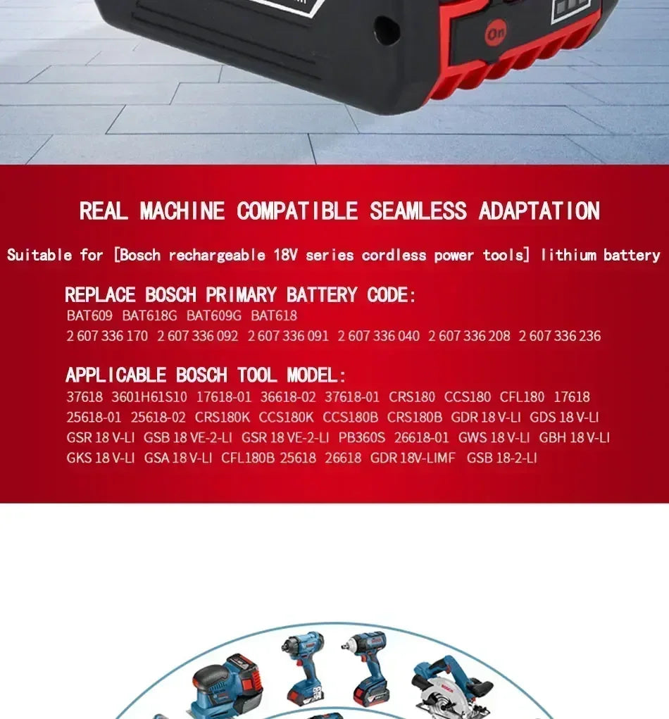 18V Original Lithium Battery Replaceable for BOSCH Battery Pack 6.0AH Original Tool Rechargeable Battery Ultra long life