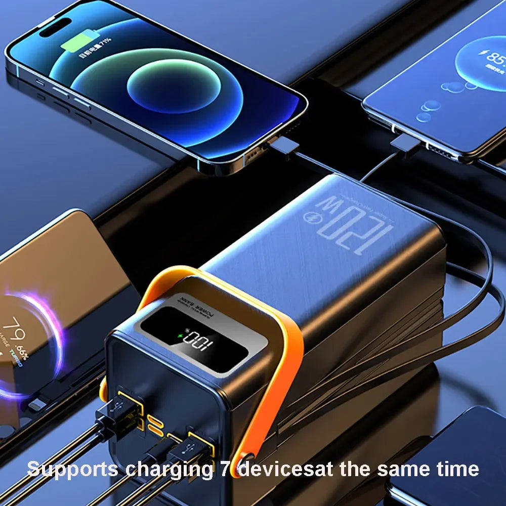 30000mAh / 60000mAh High Capacity Power Bank, 120W Quick Charge External Battery Pack with LED Light for Phone Laptop