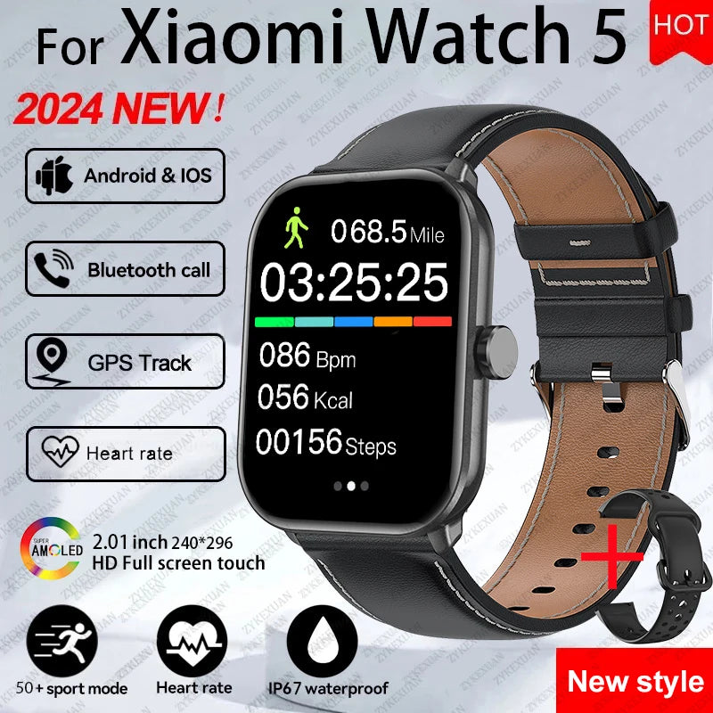 For Xiaomi Watch 5 Global Version Men Women HD AMOLED Screen Heart Rate Bluetooth Call GPS Track Waterproof Sports Smart Watch
