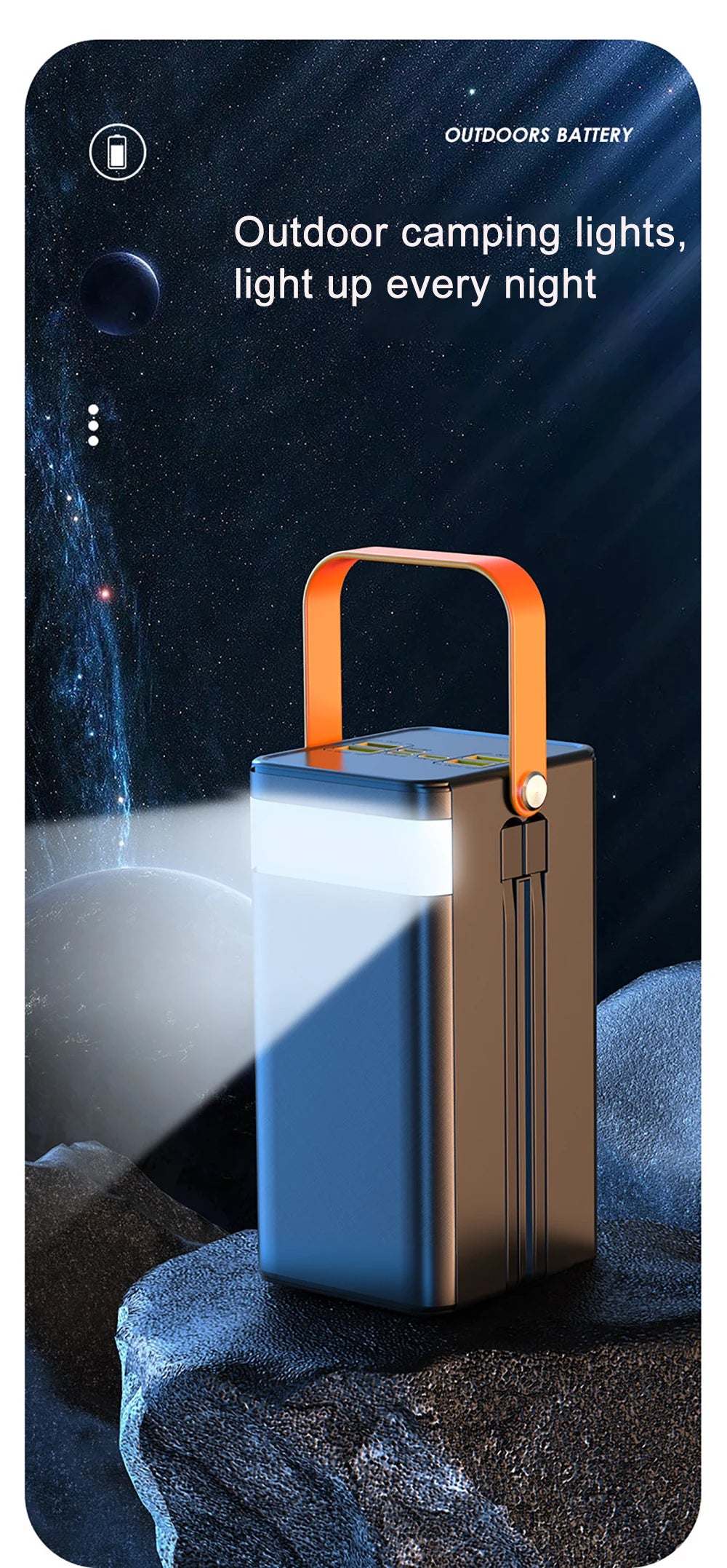 30000mAh / 60000mAh High Capacity Power Bank, 120W Quick Charge External Battery Pack with LED Light for Phone Laptop