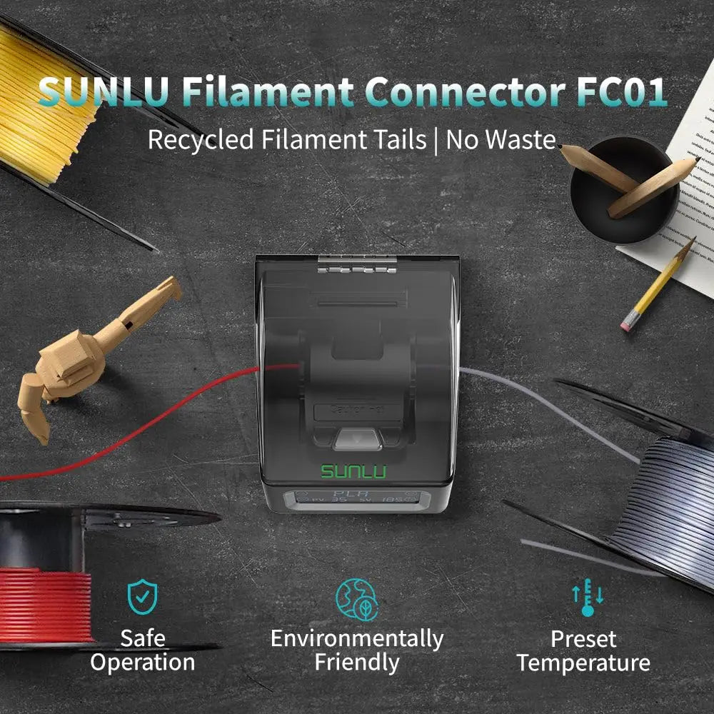 SUNLU Filament Connector 1.75mm Filament Fast Welding For PLA/PETG/TPU/ABS/PA/Nylon 200Pcs PTFE Sleeve filament Splicer