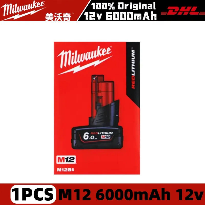 Milwaukee M12 REDLITHIUM HB 6.0Ah Extended Capacity Battery – 12V Rechargeable for M12 Cordless Tools (Model: 48-11-2402)