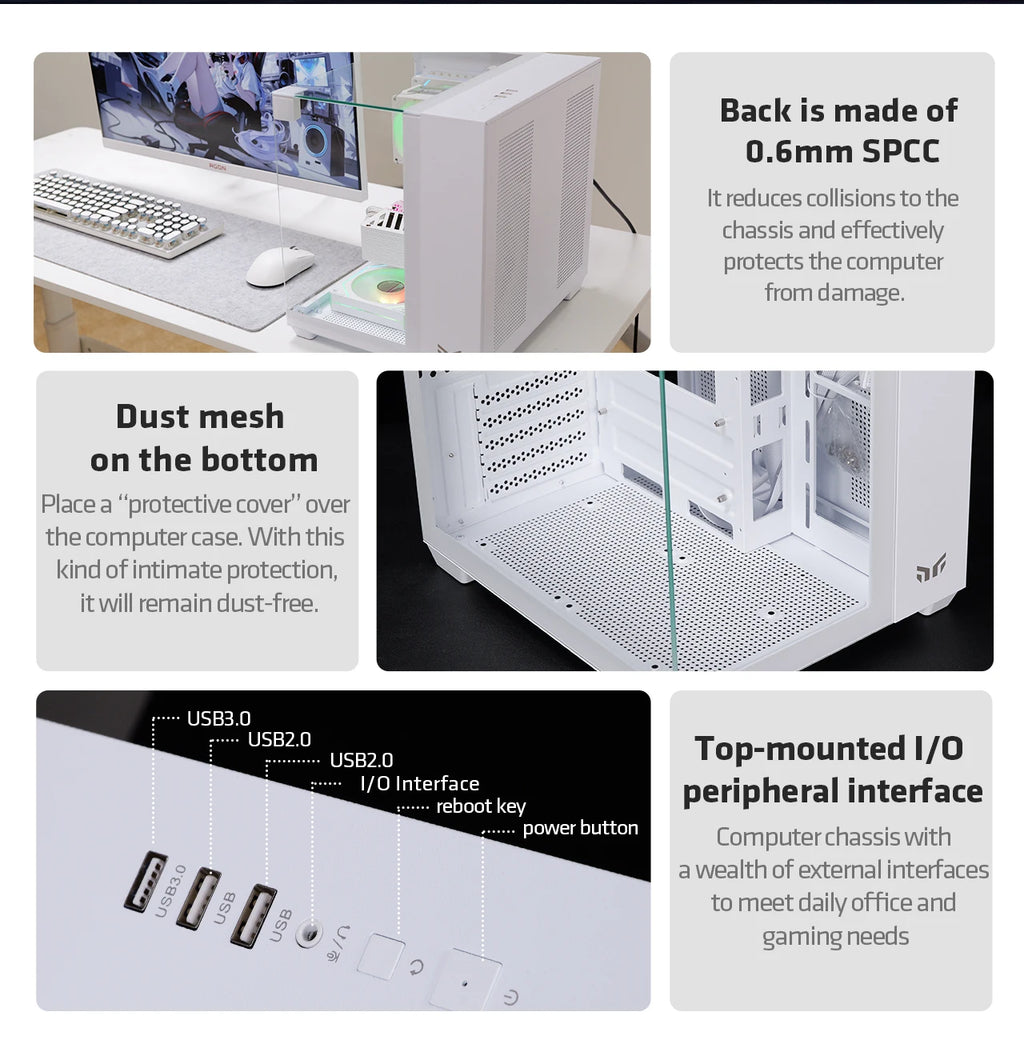 Yeah Magic CUBE MATX PC Case 270° Panoramic View Ultra-Clear Triple-Glass Showcase Design Supports up to 5 Fans オフィス＆ゲーミング PCケース