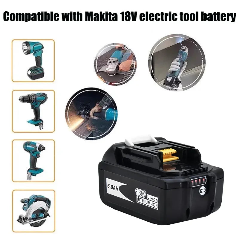 Super For Makita 18v 6000mAh Rechargeable Power Tools Battery With Led Li-ion Replacement Lxt Bl1860b Bl1860 Bl1850+3A Charger