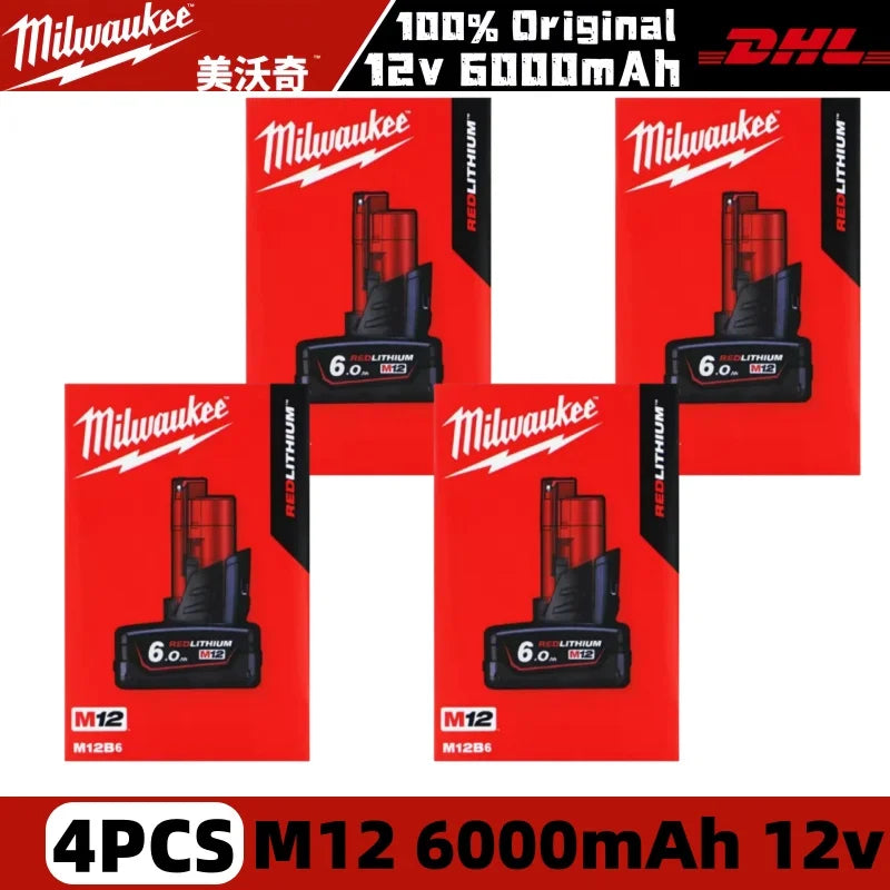 Milwaukee M12 REDLITHIUM HB 6.0Ah Extended Capacity Battery – 12V Rechargeable for M12 Cordless Tools (Model: 48-11-2402)
