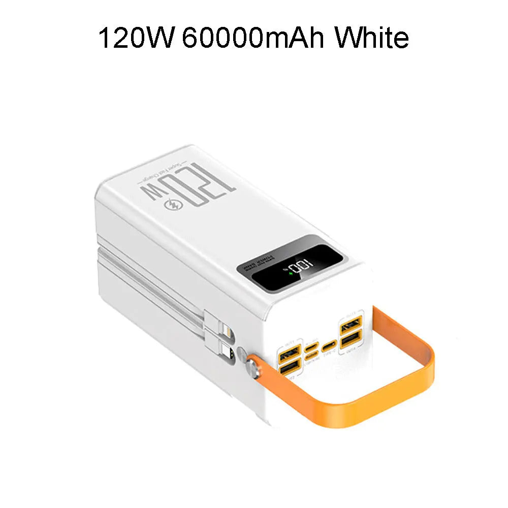 30000mAh / 60000mAh High Capacity Power Bank, 120W Quick Charge External Battery Pack with LED Light for Phone Laptop