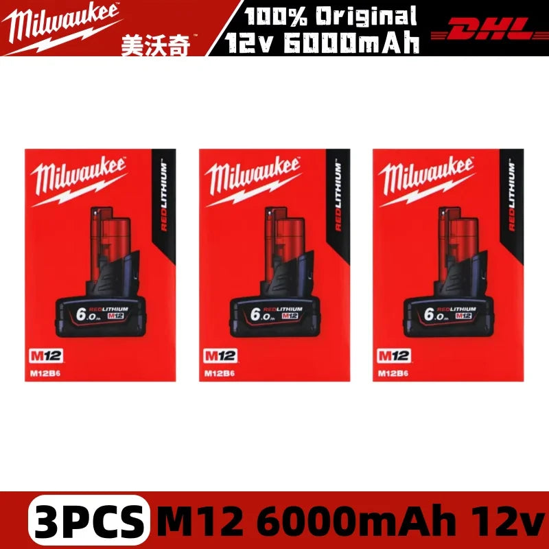 Milwaukee M12 REDLITHIUM HB 6.0Ah Extended Capacity Battery – 12V Rechargeable for M12 Cordless Tools (Model: 48-11-2402)