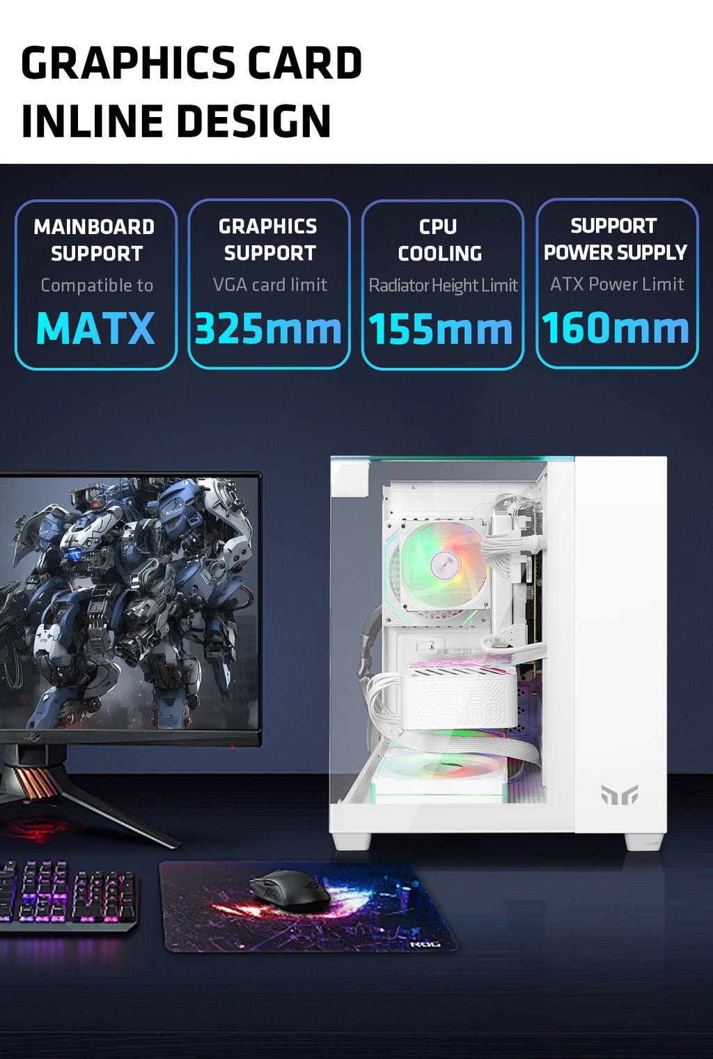 Yeah Magic CUBE MATX PC Case 270° Panoramic View Ultra-Clear Triple-Glass Showcase Design Supports up to 5 Fans オフィス＆ゲーミング PCケース