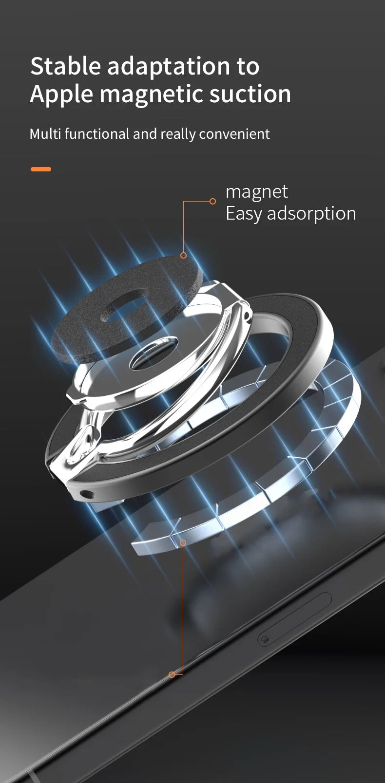 MagSafe Double Sided Magnetic Phone Ring Holder Portable Folding Cellphone Stand Accessory Grip Bracket Support Universal