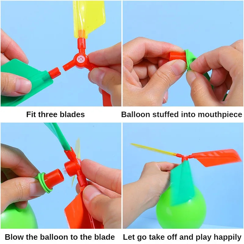 Balloon Aircraft Science and Technology Educational Toys Technology Handmade Diy Balloon Helicopter Children's Creative Toys